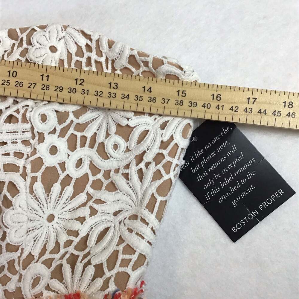 Boston Proper Embellished Crochet and Tweed Sheath Dress Size 4 - Picture 8 of 13